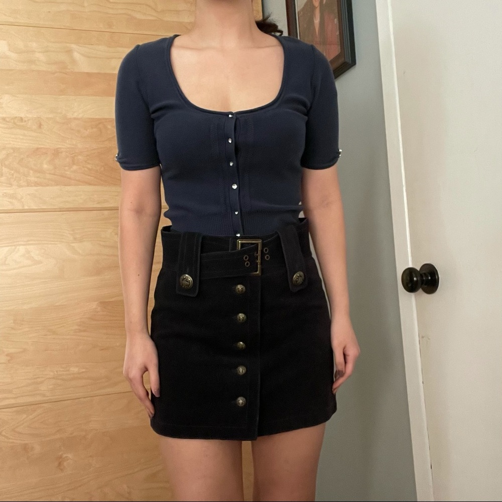 Guess Navy Rhinestone Button Cardigan - Picture 7 of 13